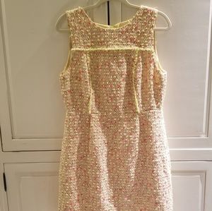 J.Crew Collection Yellow/Pink Tweed Dress Sz12